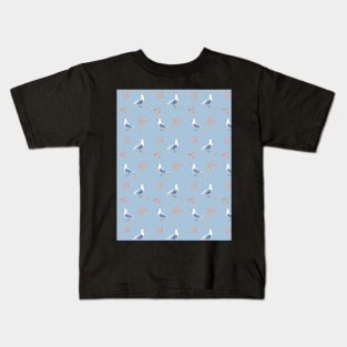 Nautical pattern with Seagull and Sea stars Kids T-Shirt